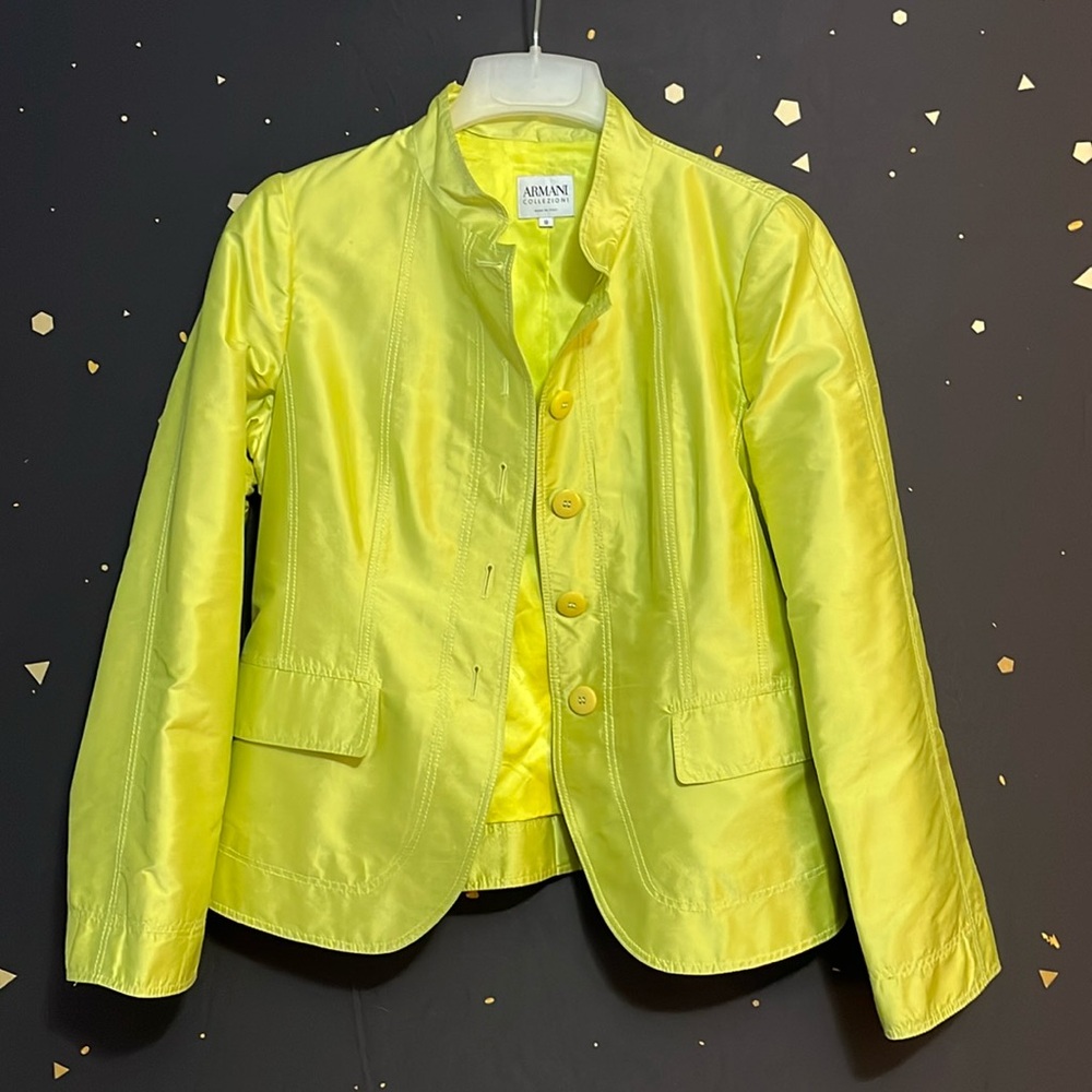 Armani Collezioni citron color silk blazer